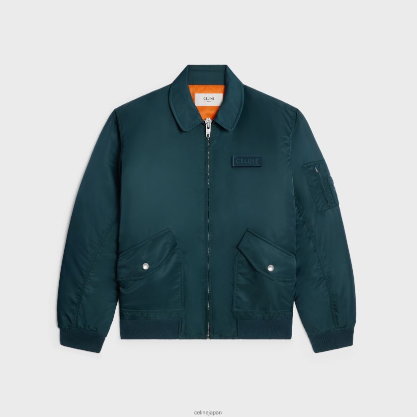 衣服 CELINE ナイロン製ボンバージャケット ブルーガソリン 男性 8JBDJJ1778
