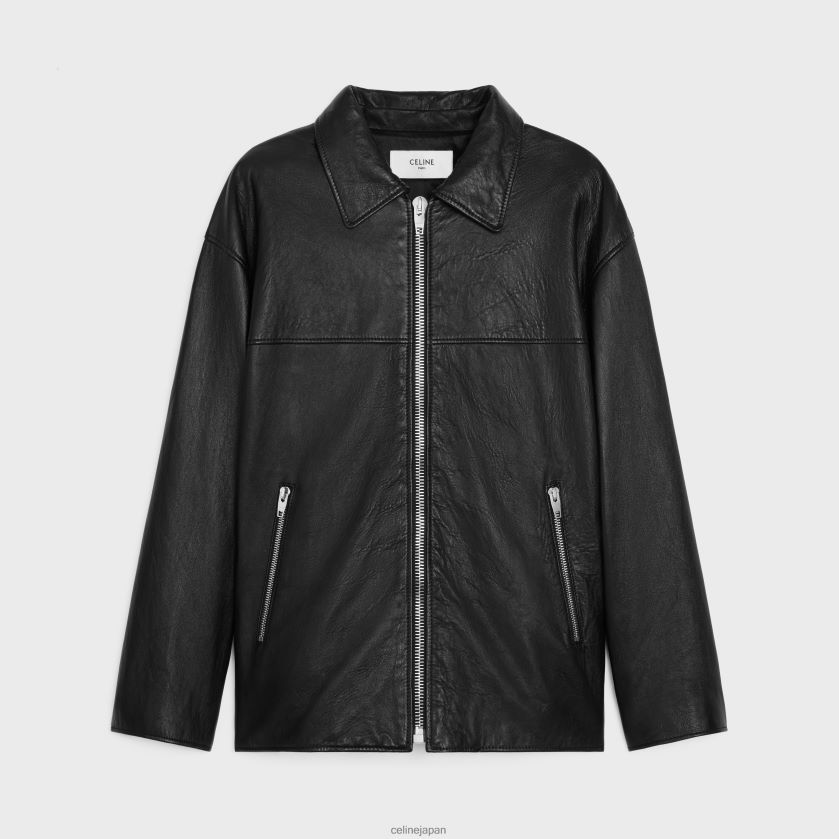 衣服 CELINE 柔らかいラムスキンの警察官ジャケット 黒 男性 8JBDJJ1779