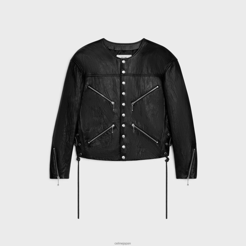 衣服 CELINE ラムスキンのコンチョジャケット 黒 男性 8JBDJJ1782